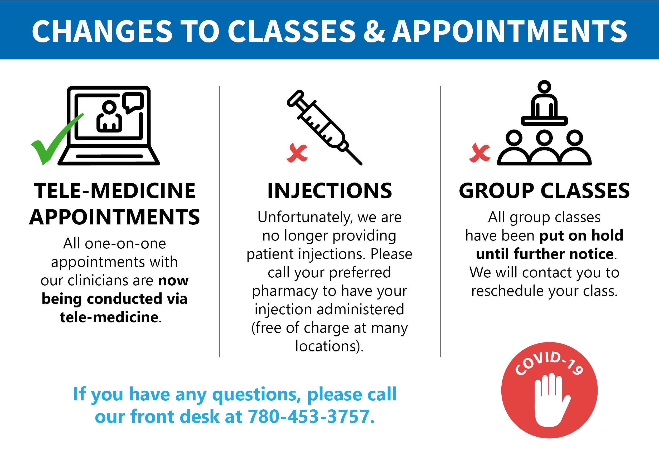 appointments, classes, injections covid 19 update – Edmonton O-day’min PCN